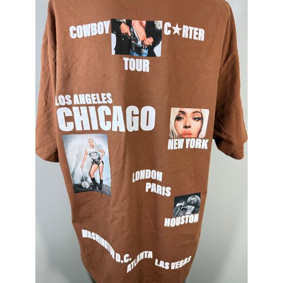 Beyoncé Cowboy Carter Face Brown / Orange Tour T-shirt NWOT - Picture 4 of 9